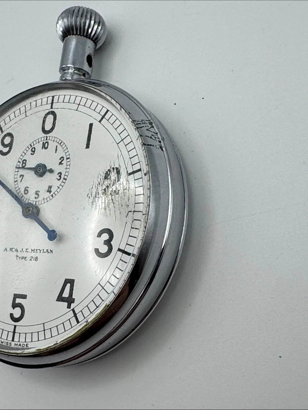 Vintage Stopwatch A.R. & J.E. Meylan Type 218 Mechanical Wind Up Untested Parts